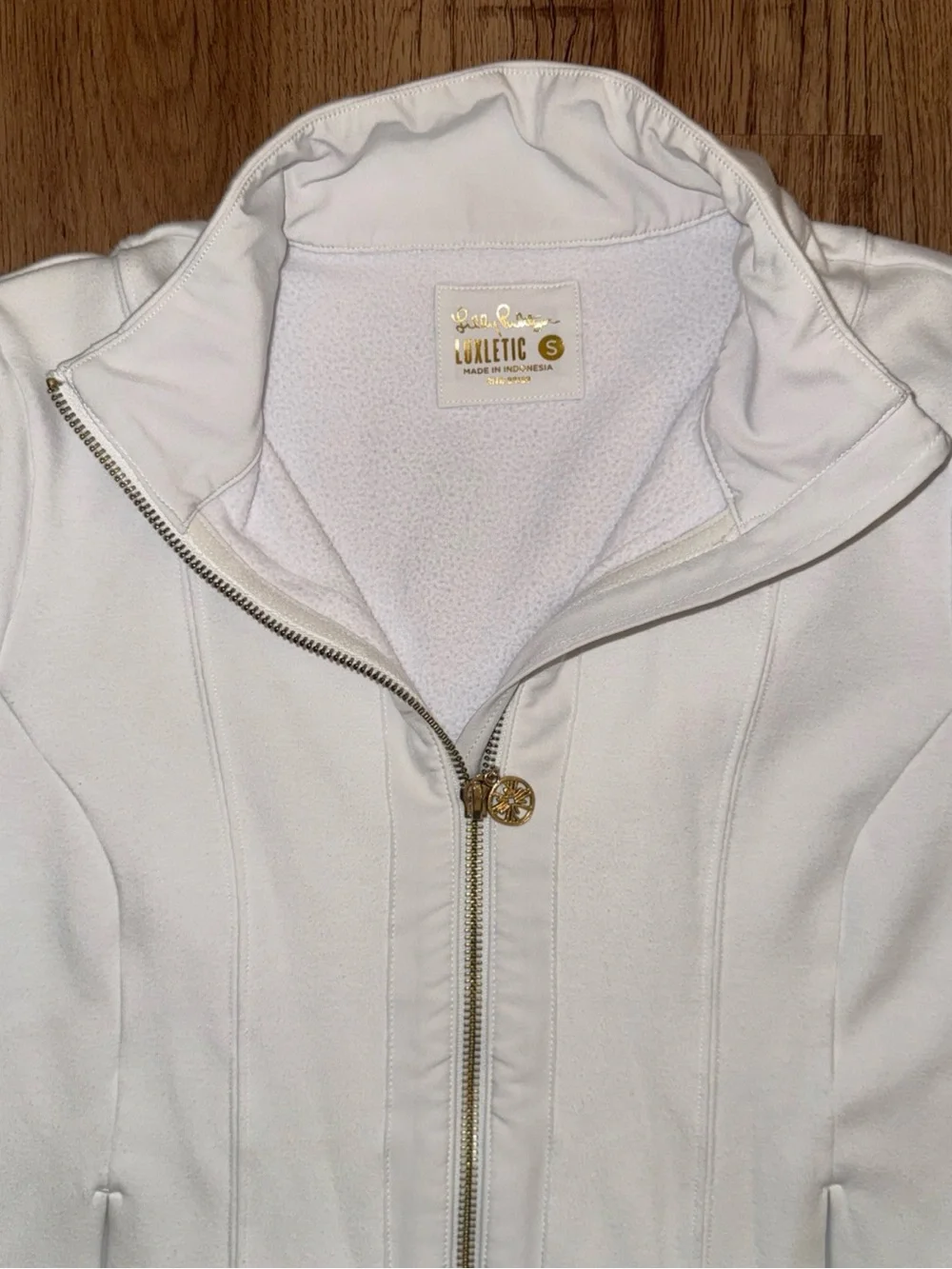 lilly pulitzer jacket womens small white luxletic al fresco full zip lightweight